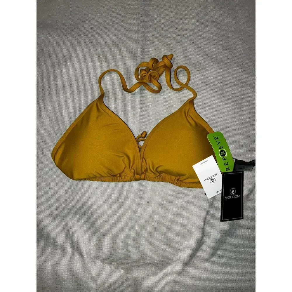 💰Volcom NEW XL Standard Simply Seamless Triangle Swimsuit Bikini Top Padded